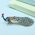 Enameled Peacock Jewelry Box - Hand Painted Collectible Figurine with Crystal Rhinestones, Women and Girls for Rings and Earrings Valentine Decor Gifts