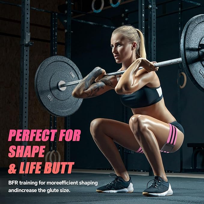 Booty Bands, Blood Flow Restriction Bands for Women/Men, Adjustable BFR Training Bands for Glutes & Hip Building, Occlusion Resistance Bands