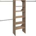 ClosetMaid SuiteSymphony Wood Closet Organizer Starter Kit with Tower and 3 Hang Rods, Shelves, Adjustable, Fits Spaces 5 – 10 ft. Wide, Natural Gray