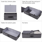 Omygarden Under Bed Storage Bins with Lids, Closet Organizers, Foldable Under-bed Storage Baskets for Sheets, Clothes, Quilts, Sweaters, Wrapping Paper, 29x15x7inch, Black Gray, 2PCS