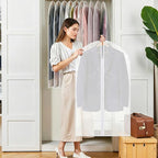 12 Pack Garment Bags 60 * 100cm, 40in PEVA Translucent Garment Covers, Suit Storage Bags, Dress Organizer Bags Used To Protect Shirts, Winter Coats, Jackets（White Edge）