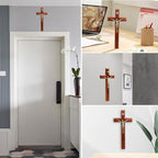 SISSIDA Crucifix Wall Cross, Handmade Wooden Catholic Crosses for Wall Decor - 12 Inch