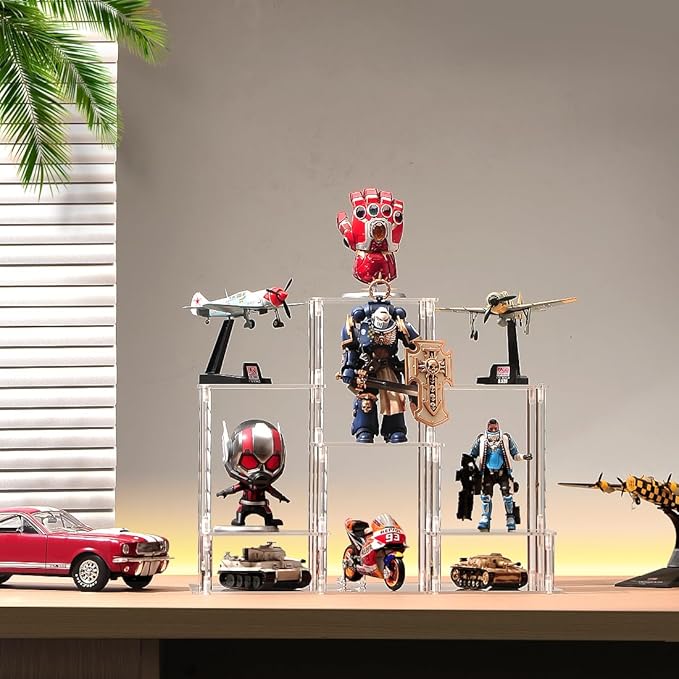 6 Tier Clear Action Figures Display Risers Stand Shelf, Acrylic Display Stands for Collectibles,Pop Figures Holder Perfumes Organizer,Large Rock Risers Rack