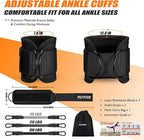Ankle Resistance Bands with Cuffs for Women & Men - 3-Level Adjustable Leg & Glute Workout Equipment, Portable Home Gym Exercise Bands for Kickbacks, Hip Thrusts, Yoga, Strength Training
