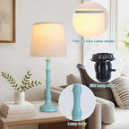 Lamps Set of 2 Modern Farmhouse Table Lamp Bedside Reading Lamps Living Room End Tables Set Lamps for Night Stands Bedroom Night Lamp,High 27 Inch,Green,With Fabric Lamp Shade,Bulb Not Included