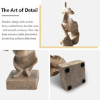aboxoo Large Size 3 Pcs Thinker Statue, Silence is Gold, See No Evil Hear No Evil Speak No Evil Statues, Modern Resin Sculptures Decor for Living Room, Home, Office Study (Sandy)