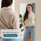 DUMOS 64"x21" Full Length Mirror, Full Body Mirror with Aluminum Alloy Thin Frame, Standing Mirrors with Leaning or Hanging, Suitable for Bedroom, Livingroom, Cloakroom, Gold