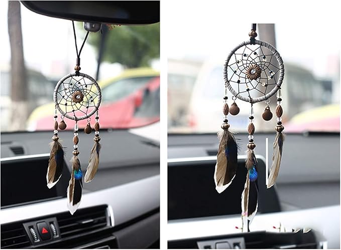 Feather Dream Catcher Pendant, Small Dream Catchers Car Charm for Hanging Decorations