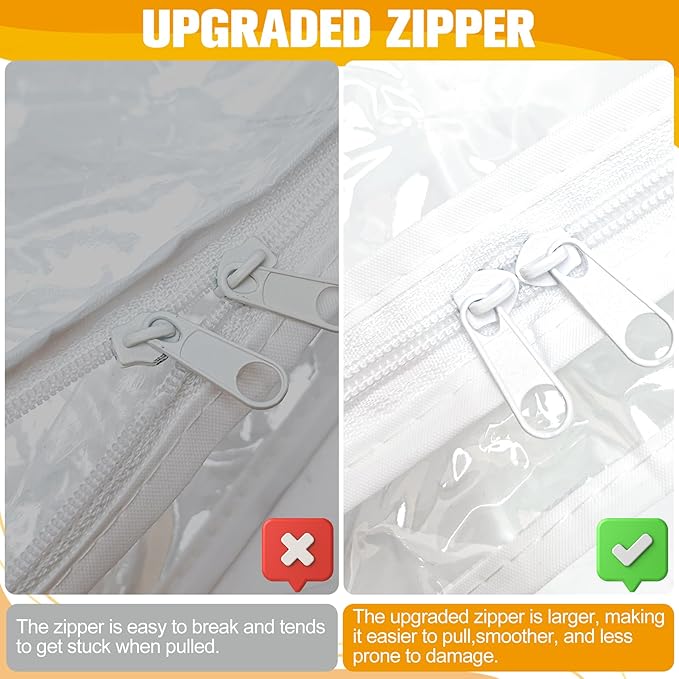 Kikerike Plastic Storage Bags with Easy-Glide Zipper, Pack of 8, Durable Clear Vinyl Zippered Storage Bags for Clothes Sweaters Comforters Blankets Sheets Bedding (24 x 20 x 11 Inch)