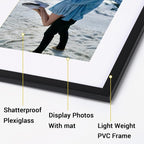 Rempry 11x14 Picture Frame, Display 8.5x11, 8 1/2x11 Certificate Document Award with Mat or 11x14 Without Mat, Wall Gallery Photo Frames, Black, 1 Pack