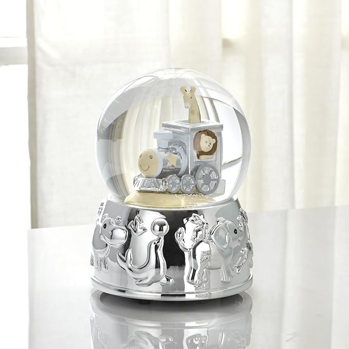 Reed and Barton 897384 Animal Train Silverplate Snowglobe