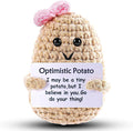 Positive Funny Crochet Potato Gifts for Girls Dad Women Men Friend,Mother's Day Easter Birthday Gifts from Daughter Son Handmade Kintted Crochet Doll with Emotional Encouragement Card Desktop Decors
