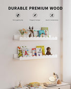Shario Nursery Book Shelves, 4-Pack White Floating Shelves for Wall Kids, Scalloped Shelves, Wall Book Shelves for Bedroom Kids, Toddler Room, Baby Room, Nursery Decor