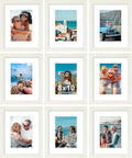 Vittanly 8x10 Picture Frames Set of 9, Shatter Resistant Plexiglass, Display 5x7 Pictures with Mat or 8x10 without Mat, Photo Frames for Wall or Tabletop, Engineered Wood, Whitemist