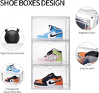 Sneaker Shoe Display Case,Shoe Box with Clear Magnetic Door,Thicken & Sturdy Organizer Containers Stackable,Fit Shoe Size Up to US 14 (X-Large) (X-Large)