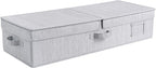 Foldable Under Bed Organizer with Double Folding Lid, Closet Organizers and Storage Bins for Blanket, Clothing, Comforter, Sweaters, Pillows, Linen Sheets, Wrapping Paper, Gray