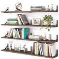 YGEOMER Floating Shelves for Wall, 35in Brown Wall Shelves for Living Room, Bathroom, Bedroom, Kitchen, Home Decor (Set of 4)