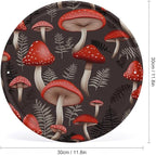 Wall Picture, with Red Mushrooms Printed Circular Iron Hanging Picture,Wall Art Decor,Home for Bedroom Living Room Bathroom Decor,Iron Painting 11.8X11.8 in
