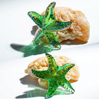 H&D HYALINE & DORA Glass Starfish Green Handmade Glass Sea Animal Figurine Mini Starfish Collectible Ornament for Beach Decor