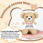 WELLBANEE Mother Gift Bonus Mom, Handmade Crochet Bear for Sentimental Mothers Day Birthday Present for Stepmom, Appreciation Keepsake for The Best Bonus Mom Ever, Small Desk or Shelf Décor Bear