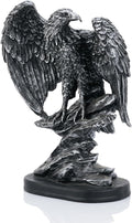 Metallic Silver Eagle Statue for Home Office Man Table Decoration 10 inch Eagle Scout Gifts, US Citizenship Gifts, Symbol of Justice and Freedom