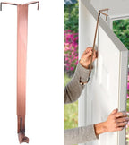 Haute Decor Adapt Adjustable Wreath Hanger, Top & Length Adjustable - Brushed Copper - Strong Over The Door Wreath Holder that Fits Almost Any Size Door