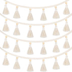 Tatuo Boho Macrame Tassel Garland for Classroom Decor Hanging Tassel Garland Bunting Boho Classroom Decor for Nursery Room Birthday Party Bedroom Dorm(4 Pieces,37.4 Inch)