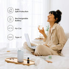 Airversa Waterless Diffuser for Essential Oil, Car Diffsuer, Battery Operated Nebulizer, 0.7 Fl Oz/ 20mL, Mini Scent Air Machine, 3 Timers & 3 Mist Levels for Home, Room, Car, Office - AN6 Green Lily