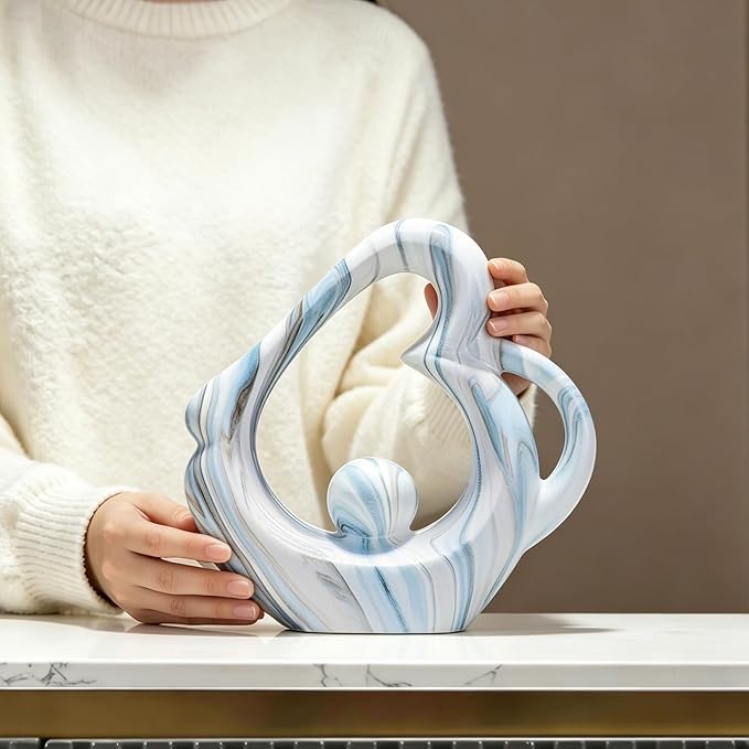 Sculptures Home Decor Ceramic Statue, Blue Sculpture Living Room Table Decor, Shelves Decor Dining Room Table Centerpieces, Abstract Art Coffee Table Decoration, Heart Decor