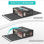 4 Pack Foldable Bed Sheets Set Organizers and Storage(Cal King Size),Linen Fabric Closet Organizers with Window,Folding Bedding Storage Box for Bedsheets and Pillow Cube Organizer-Black