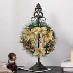 Wreath Stands for Display, Retro Black Standing Wreath Holder, Wrought Iron Wreath Hanger Stand, Wreath Holder Stand with Fleur-De-Lis Top, Floor and Tabletop Christmas Wreath Stands for Porch, New Year Wreath, Party Decor
