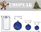 Emopeak 24Pcs Christmas Balls Ornaments for Xmas Christmas Tree - 4 Style Shatterproof Christmas Tree Decorations Hanging Ball for Holiday Wedding Party Decoration (Navy Blue, 1.6"/4.2CM)
