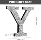 Qunclay 8'' Silver Crystal Diamond Bling Letters Crushed Diamond Decoration Wooden Glitter Letter with Screw and Hooks Rhinestone Gift for Wedding Y2k Mcbling Bedroom Wall Decor (Letter Y)
