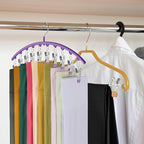 Legging Organizer for Closet, Metal Yoga Pants Hanger w/Rubber Coated 2 Pack w/10 Clips Hold 20 Leggings, Hangers Space Saving Hanging Hangers for Closet Organizers and Storage-Purple