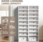 FAHKNS 9 Tier 36 Pair Folding Shoe Rack with Wheels and Magnetic Doors,Stackable Transparent Shoe Cabinet Shoe Organizer Storage for Closet Entryway Bedroom
