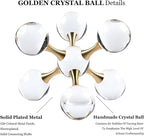 5.5 inch Transparent Golden Crystal Ball, Modern Western House Decorations Aesthetic, Gold Table Decor for Living Room, Office, Bookshelves, Bedroom, Coffee Table and More, Great Gift Ideas