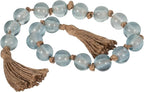 Elegant Glass Beads Garland Accent for Home Decor and Bathroom - Layered Surface Accent for Office, Room and Living Room - Modern Shelf and Coffee Table Decor for Curated Spaces - 2", Blue