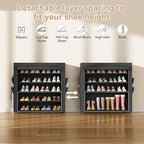 LANTEFUL Shoe Rack with Covers 5 Tier Tall Shoe Rack Organizer Large Capacity Shoe Shelf Storage 20-24 Pairs Space Saving Free Standing Shoe Storage Organizer for Closet, Entryway, Dorm, Black