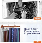 TOPIA HANGER Tie Rack Hanger for Closet, Wooden Tie Organizer for Men with 24 Folding Hooks, Space Saving Necktie Holder for Storage and Display Bra, Tank Top, Camisole (1-Pack), Walnut- CT14WA