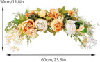 IUIBMI 29.5 inch Wedding Arch Flowers, Spring Decorative Peony Swags with Green Leaves Rustic Artificial Floral Swag Peony Door Wreath for Front Door Wedding Arch Wall Decor (D)