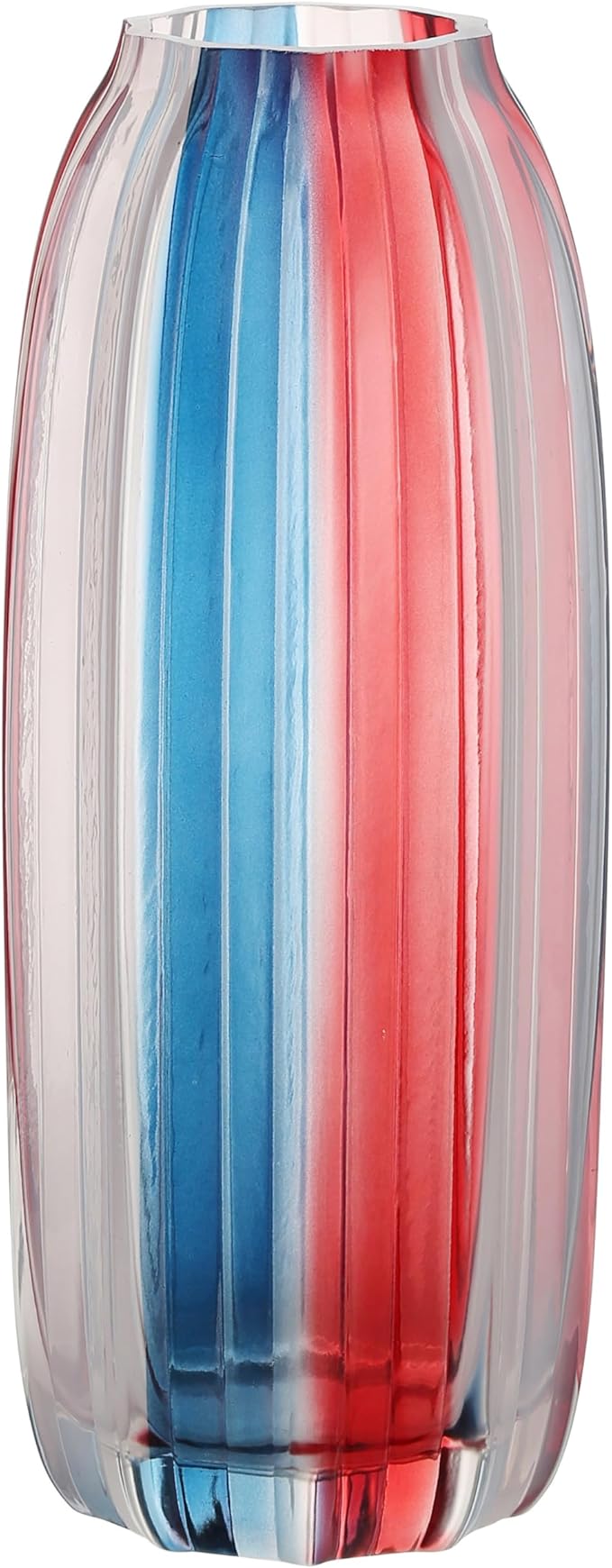 4th of July Decorations Christmas Glass Vase for Flowers Red White and Blue Modern Vase Bouquet 12.0" Patriotic Deco Fourth of July Decorations Indoor for Home Centerpieces Tables Living Room,Office