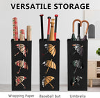 Metal Umbrella Holder Square Umbrella Stand Rack for Entryway Freestanding Rain Collection Umbrella Organizer Heavy Canes Walking Sticks Stand Rack for Indoor Home Office, 6.4" x 6.4" x 16.3", Black
