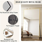 BEAUTYPEAK 76"x34" Rectangle Full Body Floor Mirrors, Full Length Mirror Hanging or Leaning, Aluminum Alloy Frame Wall Mirror for Bedroom, Dressing Room, Gold