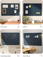 Fluxynara Bulletin Board,35.4" x 23.6" Cork Board Alternative with 12 Safe Removable Adhesive Tabs, Foldable Felt Pin Board for Home Office, Classroom, Bedroom,Entryway for Walls—Carbon Blue