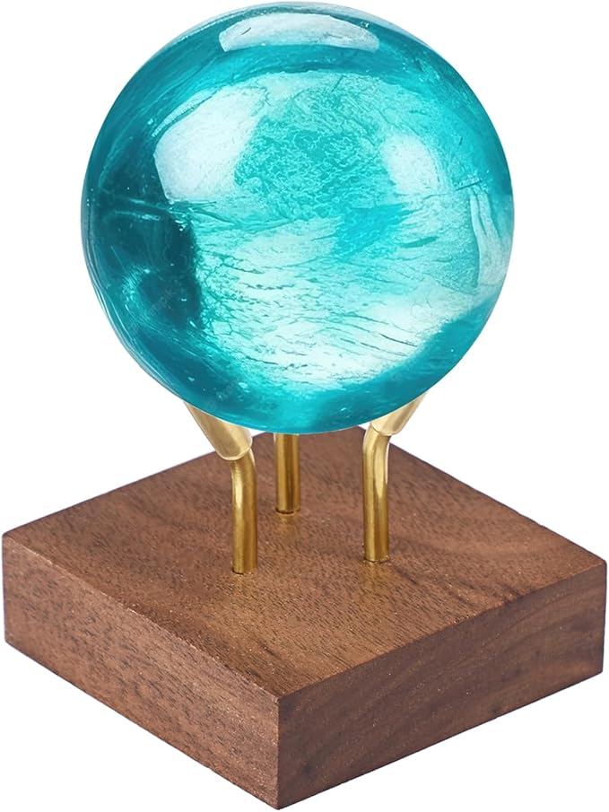 Hipiwe Metal Arm Display Stand Easel with Wooden Base Decorative Display for Sphere Crystal Ball Mineral Geodes Rock Agate Small Collectibles, Medium