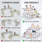 Fixwal 20pcs Large Acrylic Risers 4 Set Acrylic Display Stand Perfume Organizer Stands Clear Rectangular Dessert Table Display Set, Display Shelf for Show Cupcake, Figures, Jewelry, Toys
