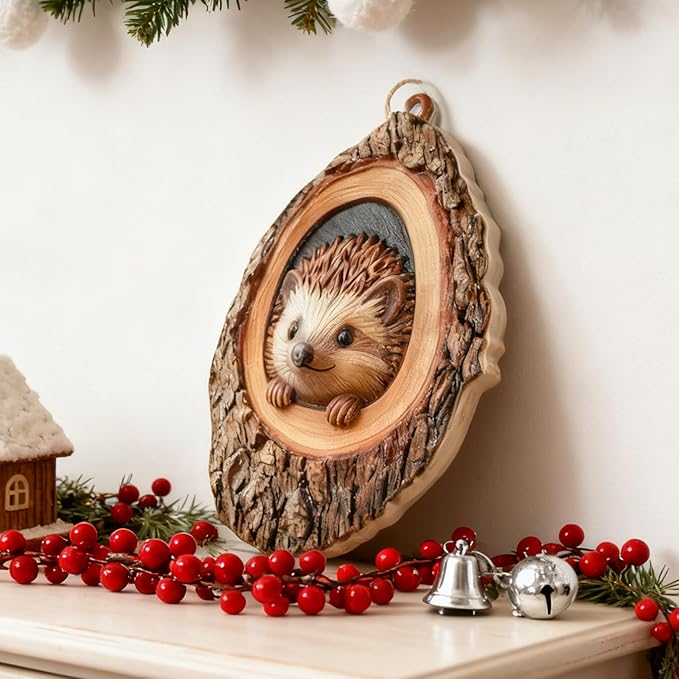 Forest Animal Christmas Ornaments,Funny Forest Animal Ornaments for Christmas Tree,3D Resin Ornaments Hanging Gift for Animal Lovers&Easter Basket Stuffers(Hedgehog)