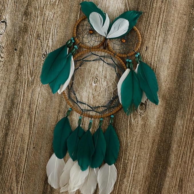 Owl Dream Catcher for Kids,Sdjdhej 1Pcs Owl Dream Catcher with Feather Hanging Decorations Home Ornament Birthday Festival Craft Gift for Girls Kids Women