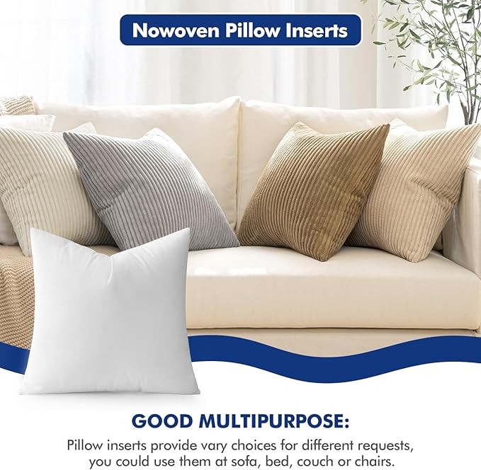 MIULEE Pillow Insert 14x14 Inch, Decorative Square Throw Pillow Inserts, Premium Fluffy Pillow Forms Sham Stuffer for Sofa Couch Living Room