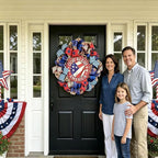 4th of July Decorations Outdoor Patriotic Wreaths for Front Door 250th Anniversary Decorations Red White and Blue American Flag Wreath (God Bless America 3)